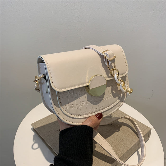 French Semi-Circle New Texture  Shoulder Saddle Bag