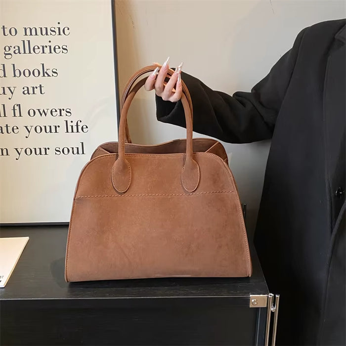 MOODS Branded Red Color Large Size Women Handbags Retro Pure Color Suede Shoulder Shopper Tote Bag 2024 Luxury Designer Handbags