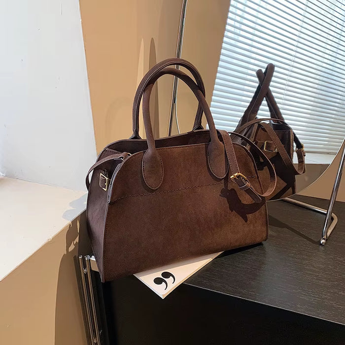 MOODS Branded Red Color Large Size Women Handbags Retro Pure Color Suede Shoulder Shopper Tote Bag 2024 Luxury Designer Handbags