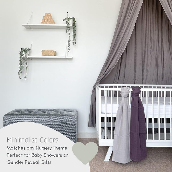 Organic Muslin Swaddle Blankets - 100% Cotton for Girl and Boy - Receiving Blanket - 2 Pack of Baby Swaddle Blankets for Gender Neutral Nursery (Mauve and Beige)
