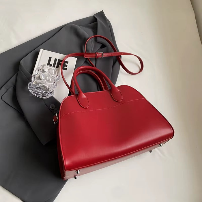 MOODS Branded Red Color Large Size Women Handbags Retro Pure Color Suede Shoulder Shopper Tote Bag 2024 Luxury Designer Handbags