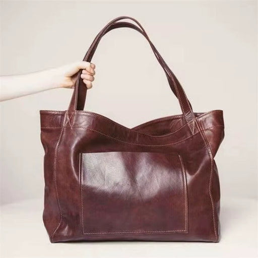Women Oversized Portable Travel Shoulder Bags Top-Handle Bags Soft Leather Handbags