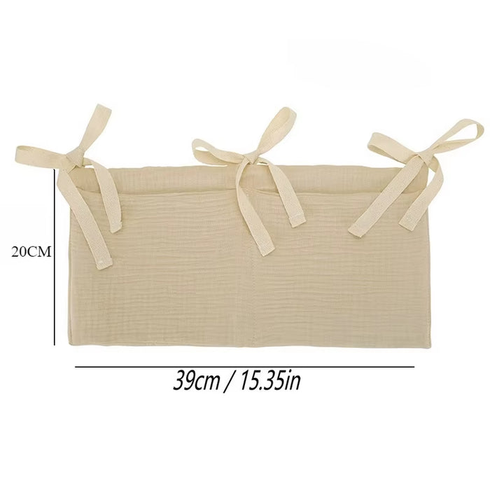 Baby Crib Storage Bag Cotton Double Pouch Newborn Bed Headboard Organizer for Kids Baby Bedding Diaper Toys Bag