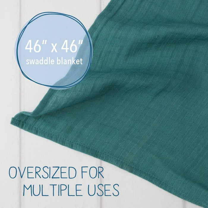 Organic Muslin Baby Boy Girl Unisex Swaddle Blankets 4 Pack Receiving Blankets Solid Teal, Lime, Taupe, Navy