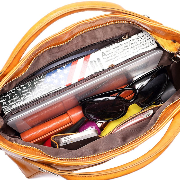 Oil Wax Leather Designer Handbag