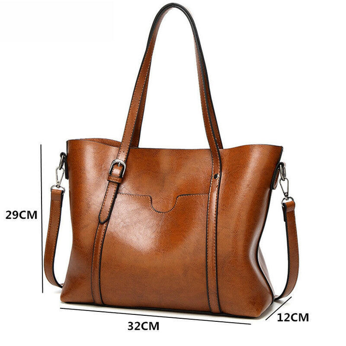 Oil wax Leather Handbag Luxury Hand Bag with Purse Pocket