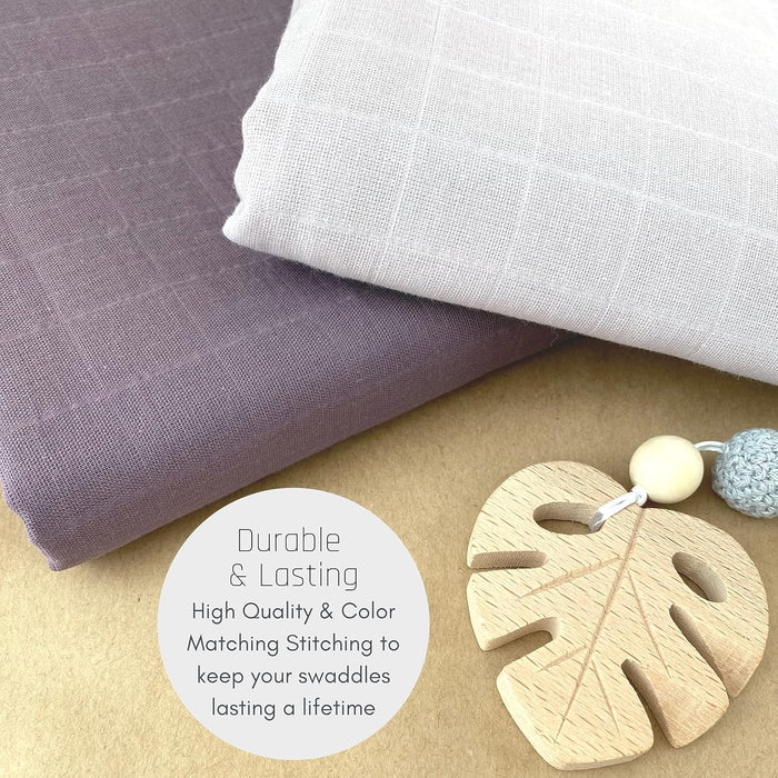 Organic Muslin Swaddle Blankets - 100% Cotton for Girl and Boy - Receiving Blanket - 2 Pack of Baby Swaddle Blankets for Gender Neutral Nursery (Mauve and Beige)