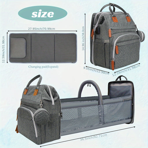 Diaper Bag Backpack With Changing Station, Baby Diaper Bags, Baby Shower Gifts, Multifunctional Diaper Backpack, Pacifier Case, Large Capacity, Grey, As Halloween, Chrismas Gift