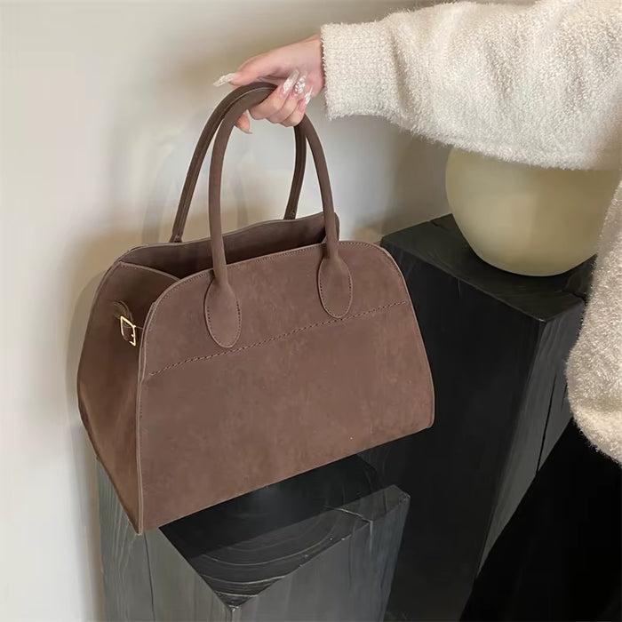 MOODS Branded Red Color Large Size Women Handbags Retro Pure Color Suede Shoulder Shopper Tote Bag 2024 Luxury Designer Handbags
