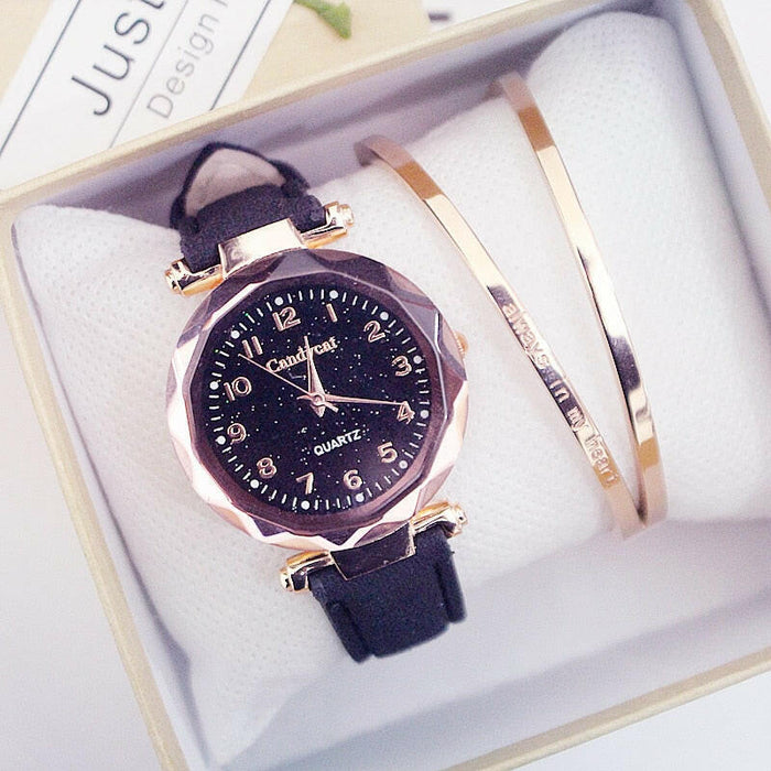 Starry Sky Women Watches Leather Ladies Bracelet Watch