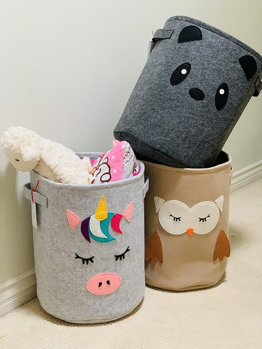 Kids’ Collapsible Laundry & Toy Basket – Felt Baby Hamper with Strong Handles & Cute Design – Kids & Baby Laundry Basket for Boys & Girls, Storage, Organization, Nursery by  - Panda