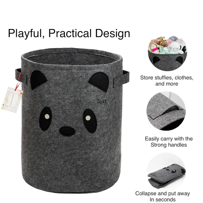 Kids’ Collapsible Laundry & Toy Basket – Felt Baby Hamper with Strong Handles & Cute Design – Kids & Baby Laundry Basket for Boys & Girls, Storage, Organization, Nursery by  - Panda