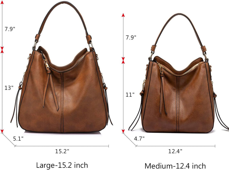 Hobo Crossbody Bags for Women Designer Faux Leather Hobo Handbags Retro Large Size Shoulder Bag Bucket Purse