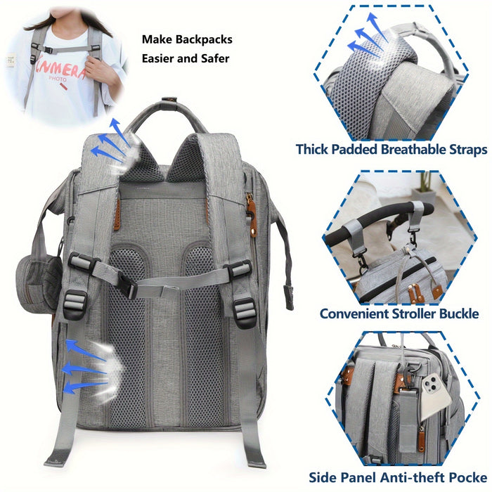 Lamroro Diaper Bag Backpack, Baby Diaper Bags, Multifunctional Travel Diaper Backpack for Baby Boy & Girls, with Portable Diaper Pad, Stroller Straps, Pacifier Case, Toy Rack, and Mosquito Net. Baby Registry Search, Newborn E