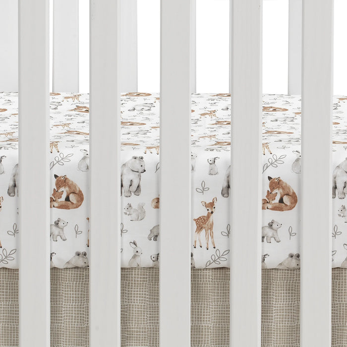 Painted Forest 4-Piece Crib Bedding Set - Gray, Beige, White