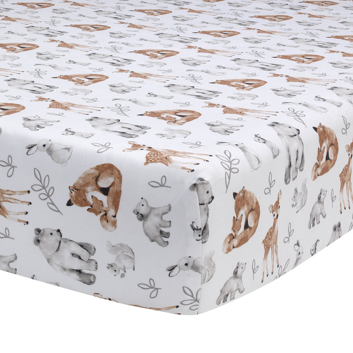 Painted Forest 4-Piece Crib Bedding Set - Gray, Beige, White