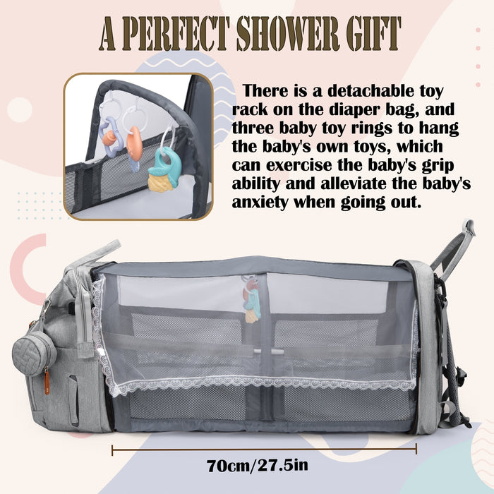 Lamroro Diaper Bag Backpack, Baby Diaper Bags, Multifunctional Travel Diaper Backpack for Baby Boy & Girls, with Portable Diaper Pad, Stroller Straps, Pacifier Case, Toy Rack, and Mosquito Net. Baby Registry Search, Newborn E