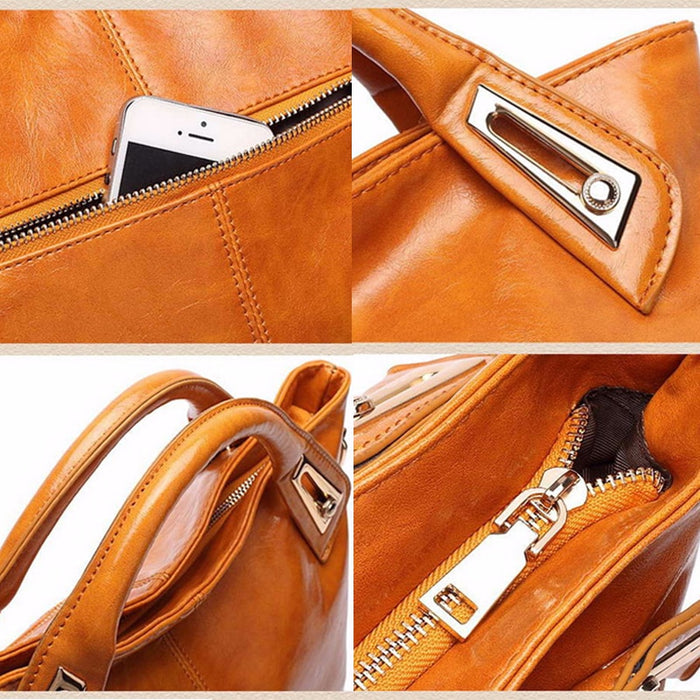 Oil Wax Leather Designer Handbag