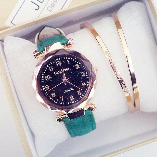 Starry Sky Women Watches Leather Ladies Bracelet Watch