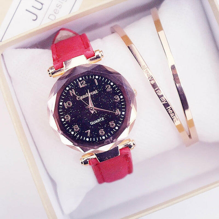 Starry Sky Women Watches Leather Ladies Bracelet Watch