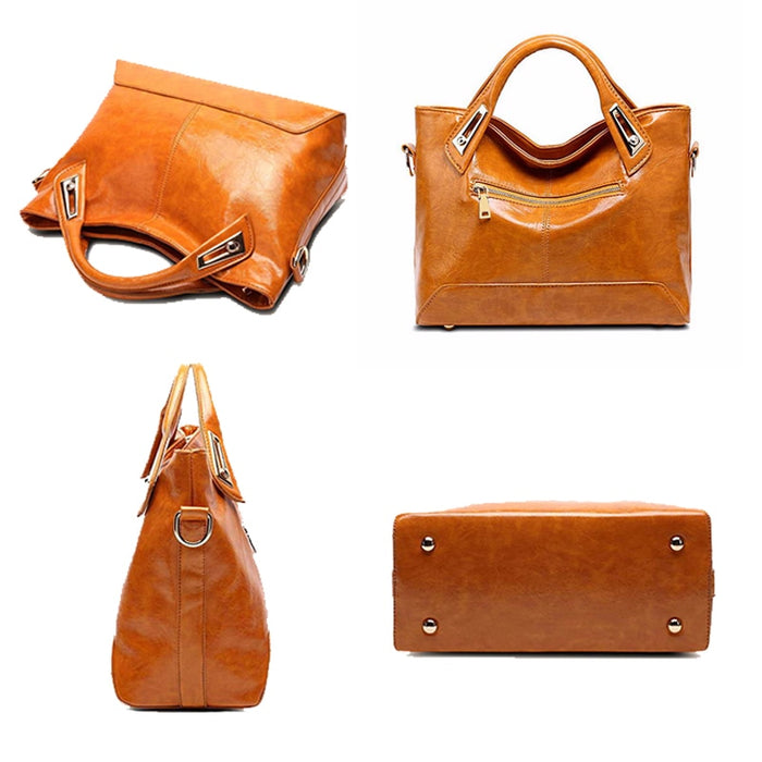 Oil Wax Leather Designer Handbag