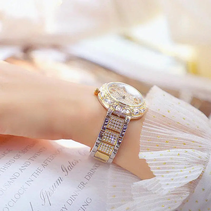 Stainless Steel Rhinestone Crystal Ladies Quartz Watch