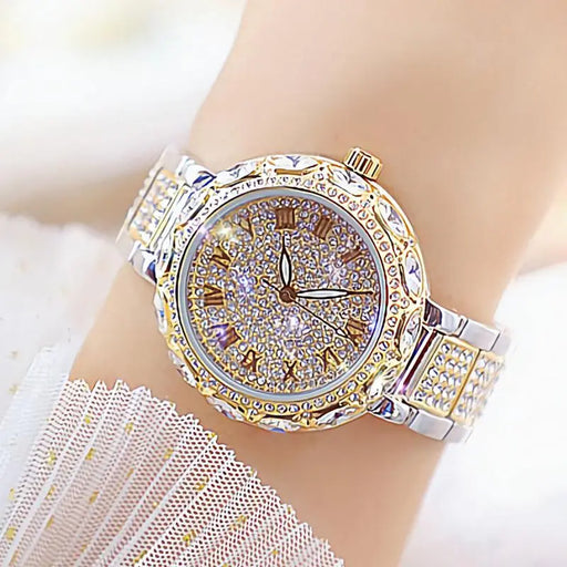 Stainless Steel Rhinestone Crystal Ladies Quartz Watch