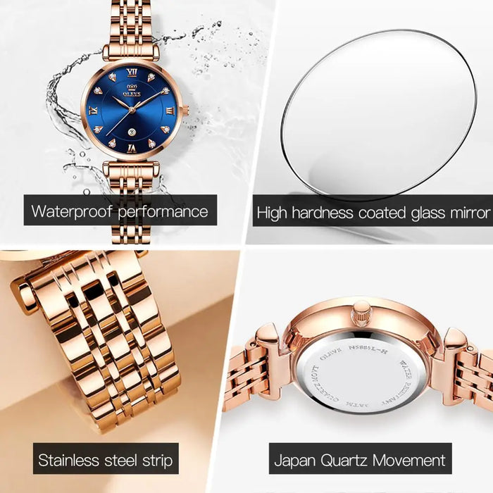 New Waterproof Luxury  Watches Stainless Steel Strap