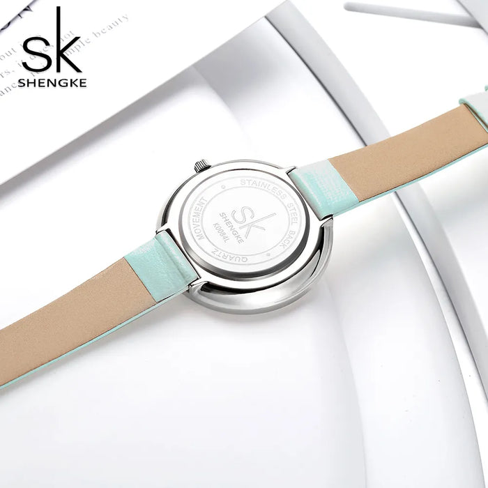 New Skyblue Leather Strap Buckle Watch 38 MM Big Top Brand Simple Dial  Luxury Ladies Watch