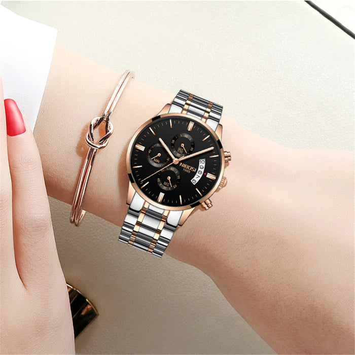 NIBOSI Fashion Luxury Women Watches Stainless Steel Gold Waterproof Ladies Bracelet Watch Female Quartz Watch Dropshipping