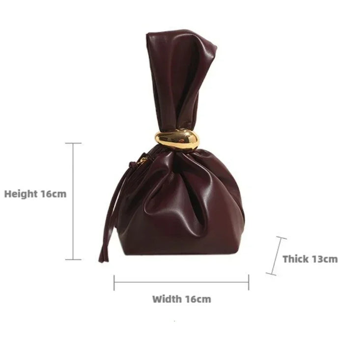 Soft Leather Clutch Bag for Travel Luxury Designer Women Pleated Mini Bucket Pouch Temperament Side Zipper Party Evening Bags