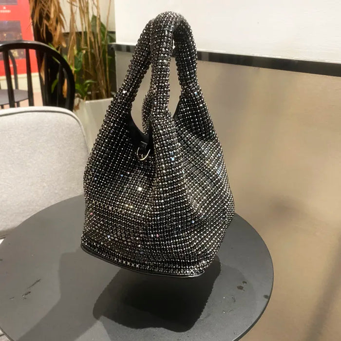 Shiny Crystal Clutch by ShantiRoze Fashion, elegant evening accessory enhancing your formal attire