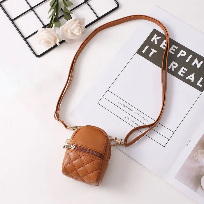 Portable Coin Purse New PU Leather Solid Color Crossbody bag Lightweight Mini Makeup Bag Women