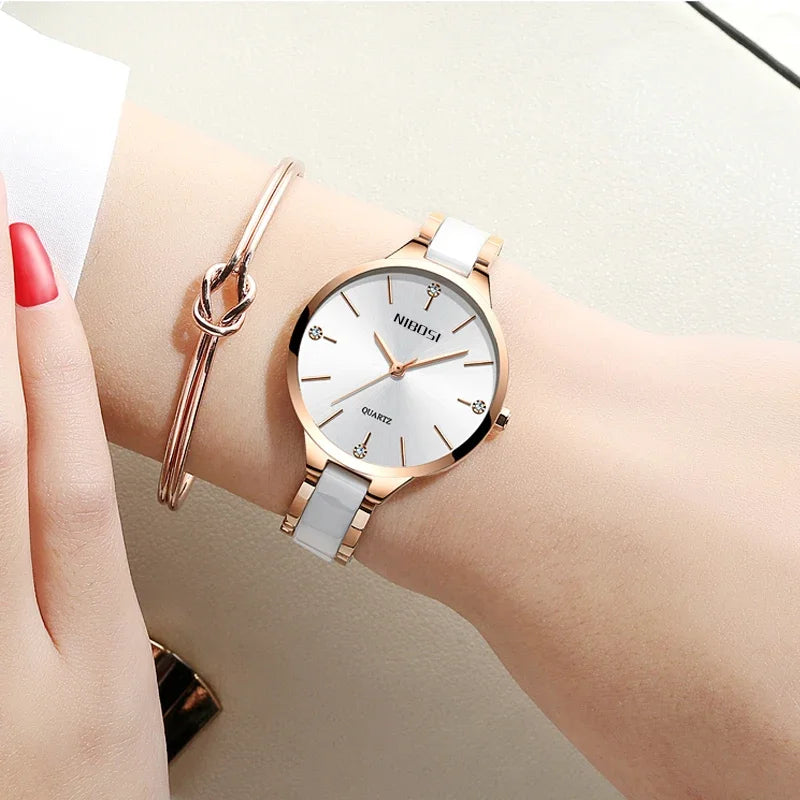 NIBOSI Fashion Women Watches Rose Gold Ladies Bracelet Watches Creative Waterproof Quartz Watches For Women Relogio Feminino