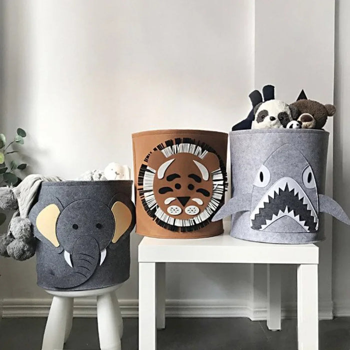 Panda & Dinosaur Felt Toy Storage Basket