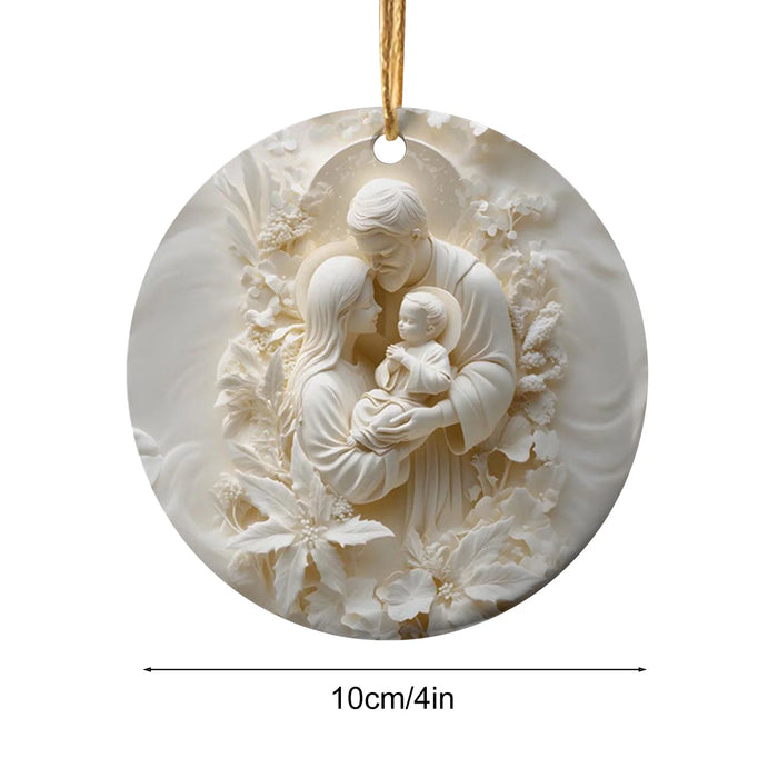 12x Wooden Nativity Scene Ornaments