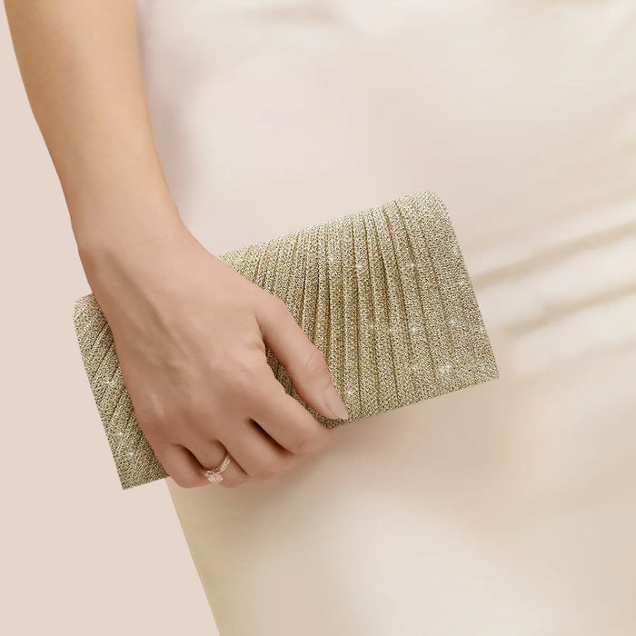 Women Envelope Evening Bag Glitter Ladies Chain Shoulder Bags Shiny Silver Long Purse Female Wedding Party Clutches Mini Handbag