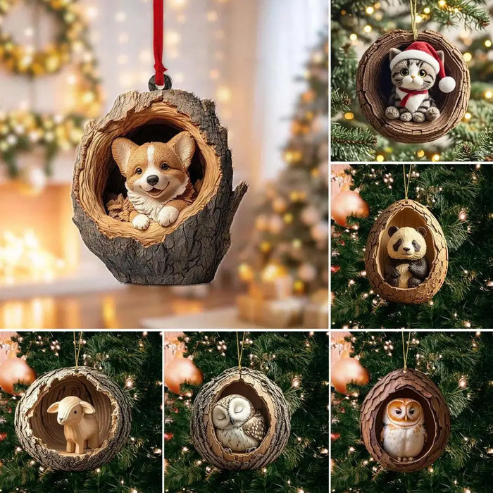 2D Acrylic Forest Christmas Ornaments.