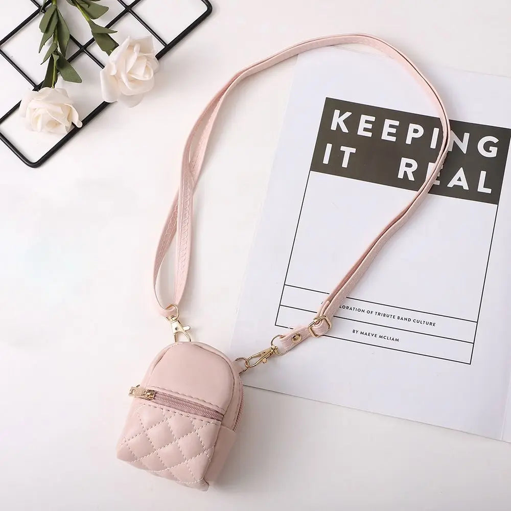 Portable Coin Purse New PU Leather Solid Color Crossbody bag Lightweight Mini Makeup Bag Women