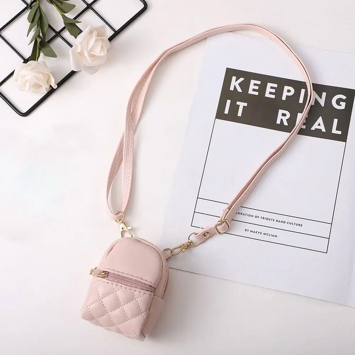 Portable Coin Purse New PU Leather Solid Color Crossbody bag Lightweight Mini Makeup Bag Women