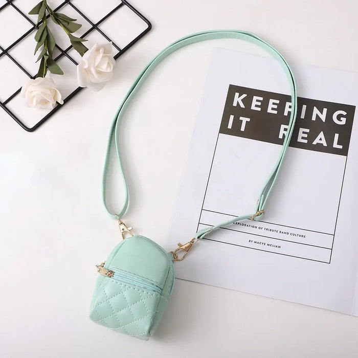 Portable Coin Purse New PU Leather Solid Color Crossbody bag Lightweight Mini Makeup Bag Women