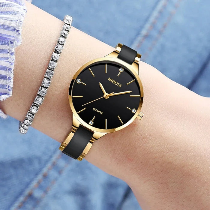 NIBOSI Fashion Women Watches Rose Gold Ladies Bracelet Watches Creative Waterproof Quartz Watches For Women Relogio Feminino