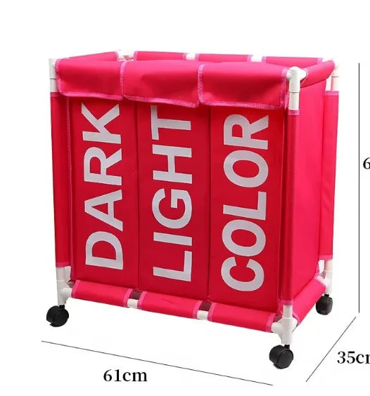 3-Grid Dirty Clothes Hamper with Lid