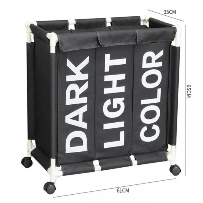 3-Grid Dirty Clothes Hamper with Lid