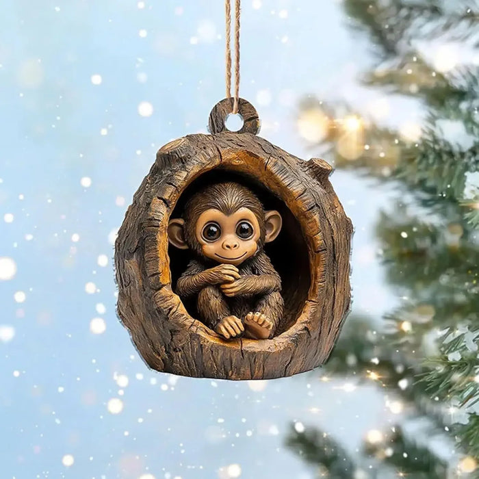 Acrylic Cartoon Forest Christmas Ornaments