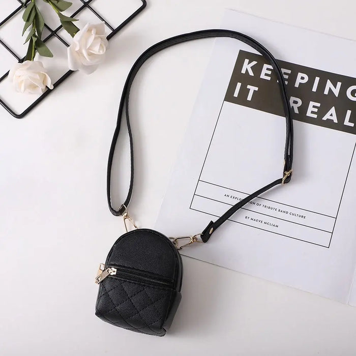 Portable Coin Purse New PU Leather Solid Color Crossbody bag Lightweight Mini Makeup Bag Women