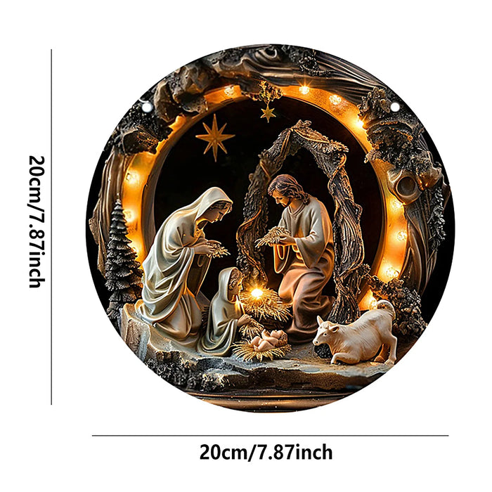 12x Wooden Nativity Scene Ornaments