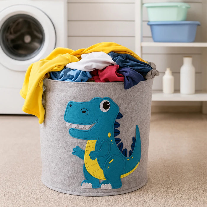 Panda & Dinosaur Felt Toy Storage Basket