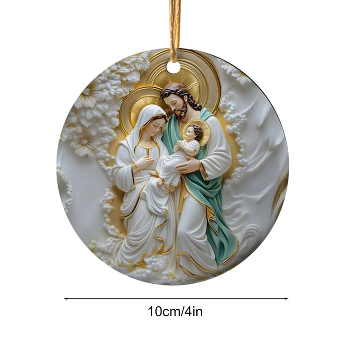 12x Wooden Nativity Scene Ornaments