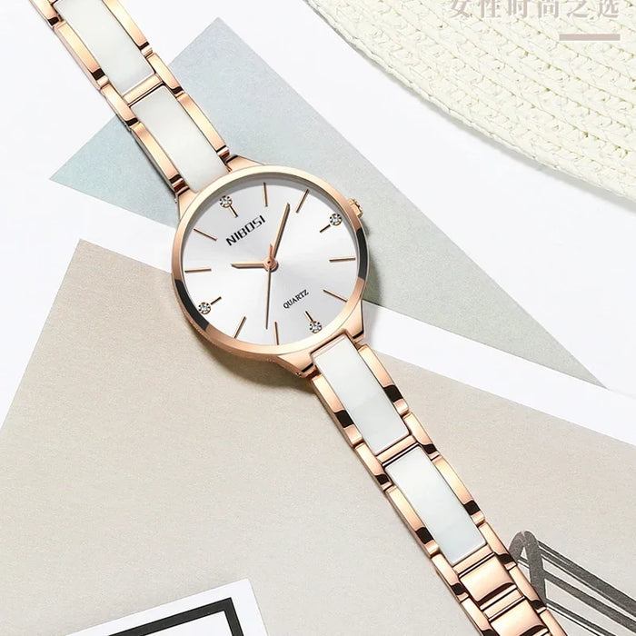 NIBOSI Fashion Women Watches Rose Gold Ladies Bracelet Watches Creative Waterproof Quartz Watches For Women Relogio Feminino